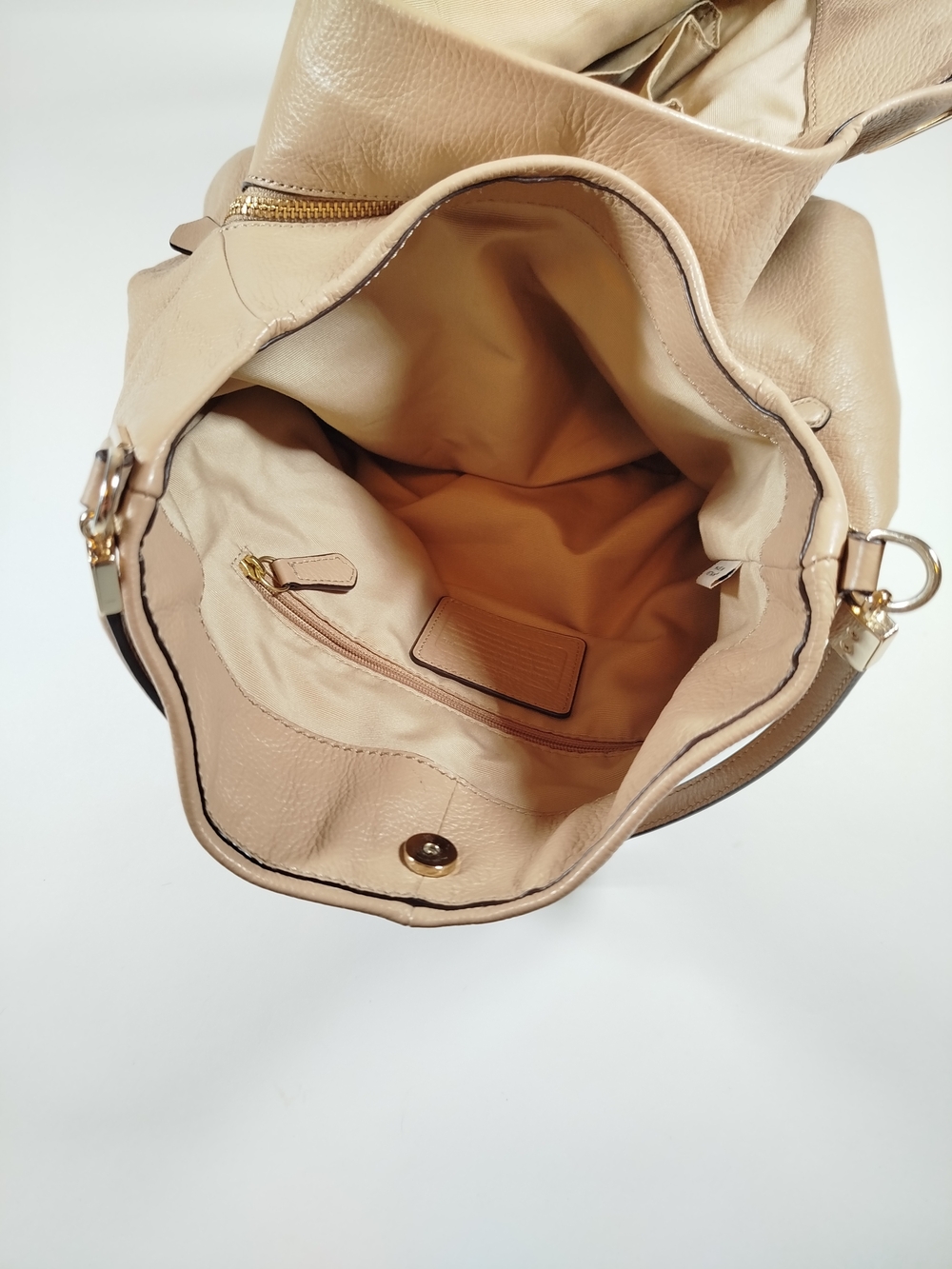 COACH Pebble Leather Hobo Bag in Taupe - Picture 6 of 15